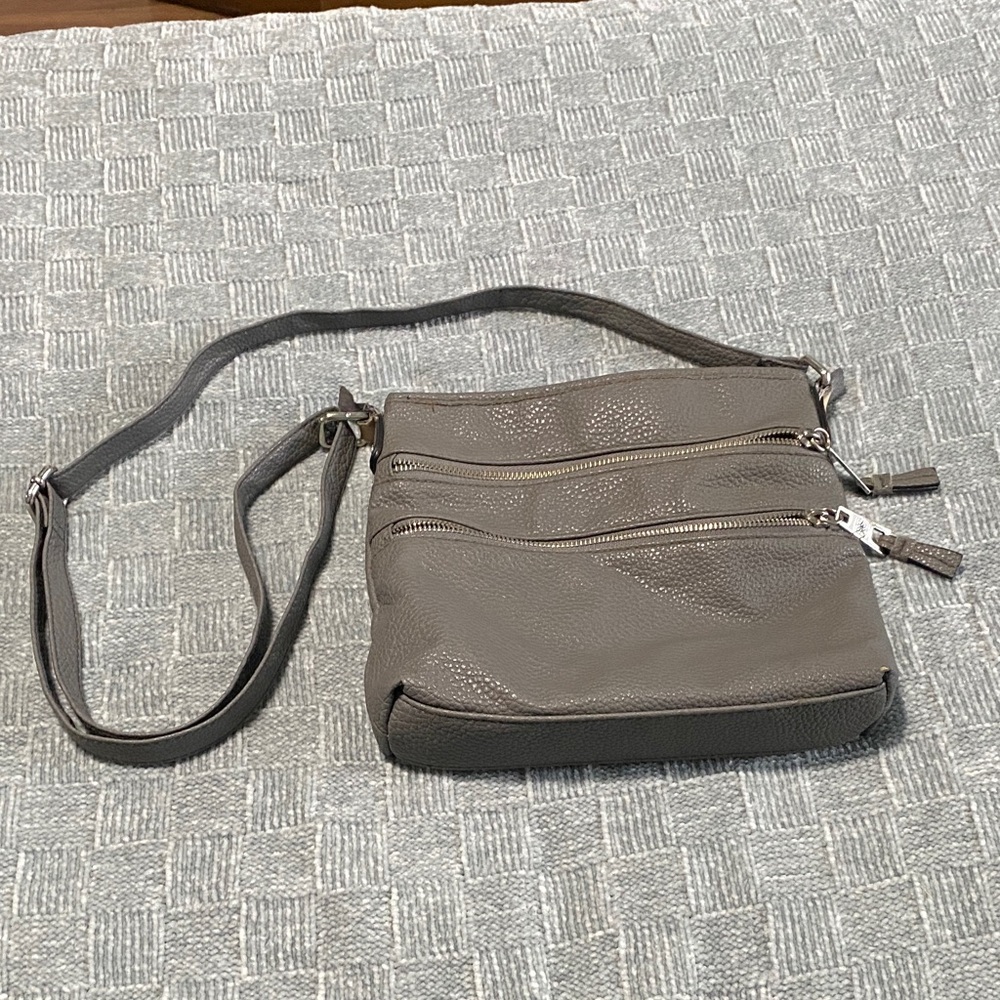 Pleather Gray Crossbody Purse